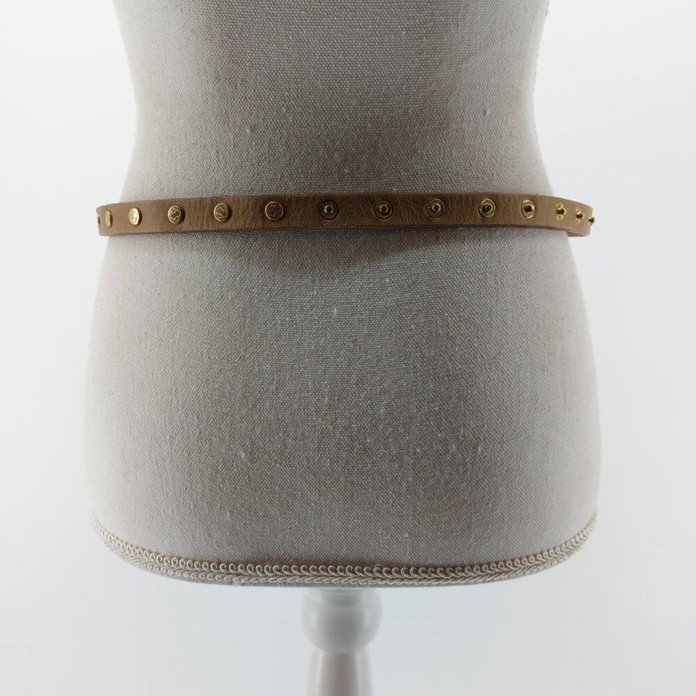 Women's Brown Leather Fashion Button Belt Dress Snap Button Gold Tone One Size - Picture 9 of 12